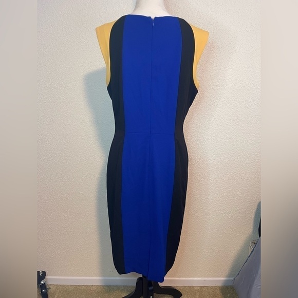 Kasper Dress Blue Black Gold Colorblocked Sleeveless Sheath NWT - Picture 6 of 8